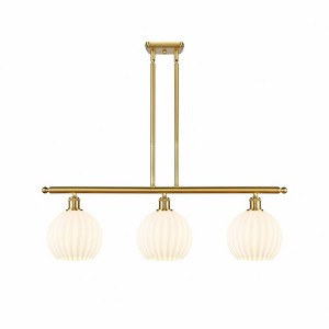White Venetian - 3 Light Stem Hung Island In Modern Style-11 Inches Tall and 36 Inches Wide - 1 of 1