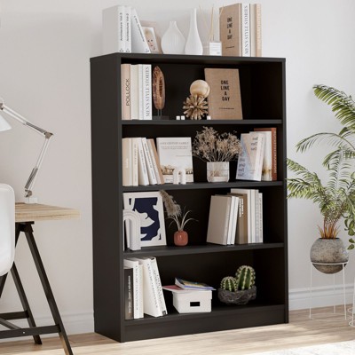 PAGED Bookshelf Wood Display Bookcase Modern Minimalist Open Storage Shelves with Adjustable Shelves for Home Office, Study