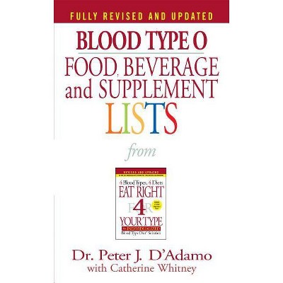  Blood Type O Food, Beverage and Supplement Lists - (Eat Right 4 Your Type) by  Peter J D'Adamo (Paperback) 