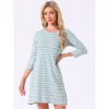 INSPIRE CHIC Women's Sleepwear Cotton Stripe 3/4 Sleeve Round Neck Midi Contrast Color Soft Sleepdress Nightgown - 2 of 4