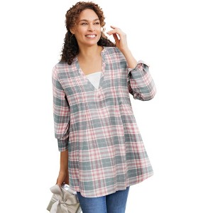 Woman Within Flannel Tunic With Layered Look - 1 of 4