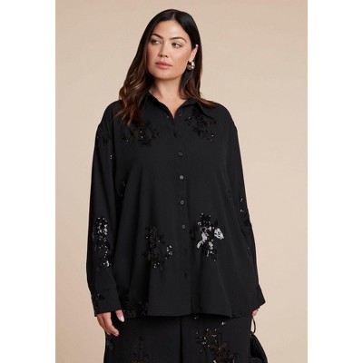 ELOQUII Oversized Embellished Top