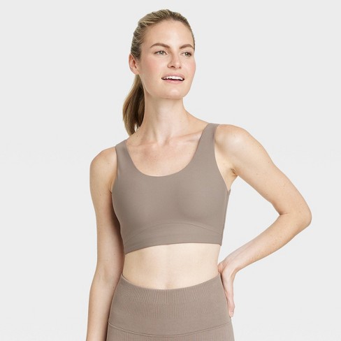 Women's Everyday Soft Medium Support Longline Sports Bra - All In Motion™  Taupe S