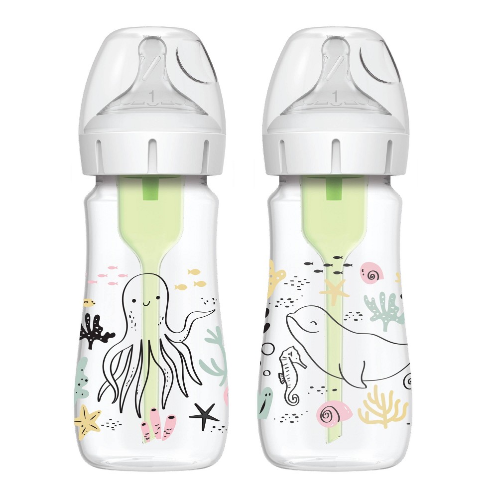 Photos - Baby Bottle / Sippy Cup Dr.Browns Dr. Brown's 9 fl oz Anti-Colic Options+ Wide Neck Baby Bottles - Ocean Des 
