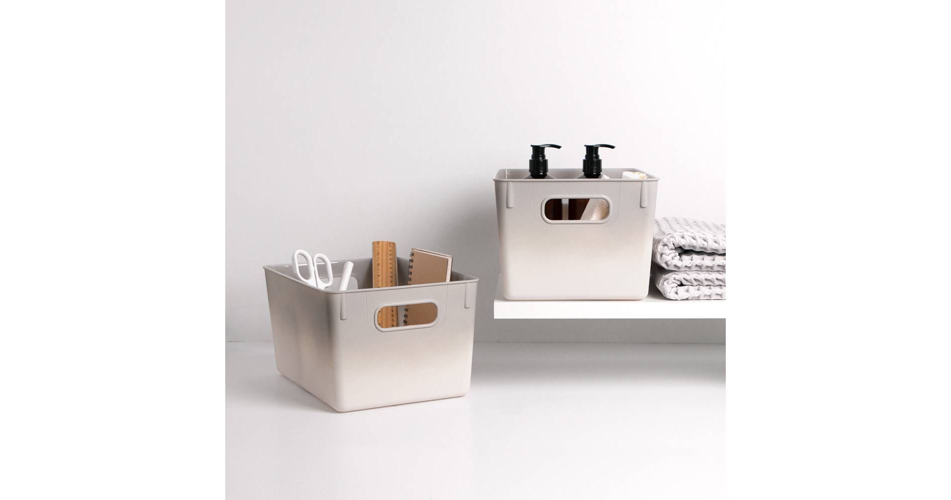Isaac Jacobs 2pk 7"x8.11" Decorative Storage Ombre Bin Gray