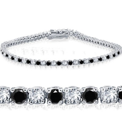 Pompeii3 2ct Black & White Diamond Tennis Bracelet 14K White Gold 7"