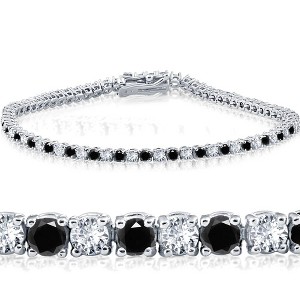 Pompeii3 2ct Black & White Diamond Tennis Bracelet 14K White Gold 7" - 1 of 4