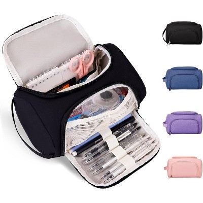 Fmeida Large Pencil Pouch,Pencil Case Aesthetic,Zipper Pencil Box For Girls Back To School Supplies Emergency Bag Black