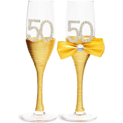 Sanctuary klæde maskine Sparkle And Bash 50th Anniversary Champagne Flutes Glasses For Toasting  Party Celebration Gift, Set Of 2, Gold : Target