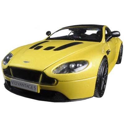 Yellow Diecast Aston Martin V12 1:24 Scale Model Car