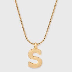 Round Snake Chain "S" Initial Necklace- A New Day™ Gold - 1 of 4