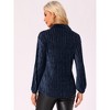 INSPIRE CHIC Women's Velvet Button Down Long Sleeve Collared Pleated Casual Shirt - 3 of 4