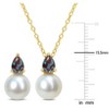 EVERLY JEWELRY | Yellow Plated Sterling Silver 8.5-9mm Cultured Freshwater Pearl & 1 4/5ct TGW Created Alexandrite Pendant w/Chain & Earrings Set - 2 of 4