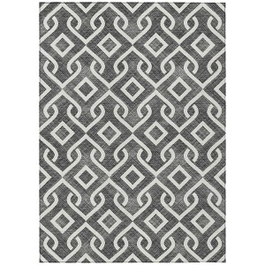 Black And Ivory Geometric Washable Indoor Outdoor Area Rug - 1 of 4