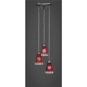 Toltec Lighting Europa 3 - Light Pendant in  Brushed Nickel with 5.5" Fluted Raspberry Crystal Shade - 1 of 1