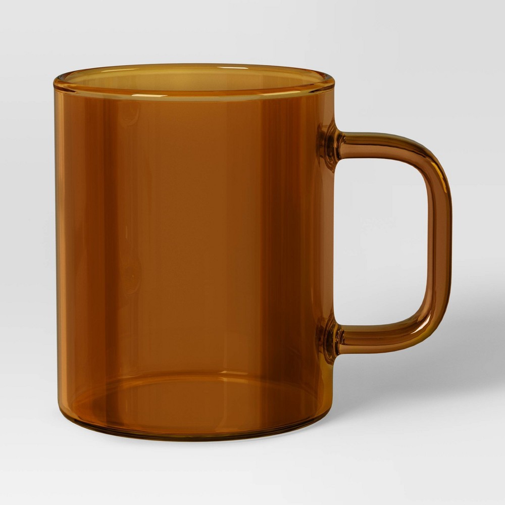 Photos - Glass 14oz Borosilicate  Mug Translucent Yellow - Room Essentials™: Coffee Cup, Microwave & Dishwasher Safe