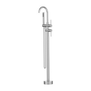 Cobbe Floor Mount Bathtub Faucet Freestanding Tub Filler Brushed Nickel Standing High Flow Shower Faucets with Handheld Shower Mixer Taps Swivel Spout - 1 of 4