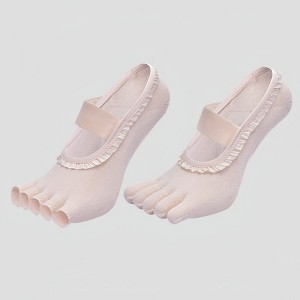 Anna-Kaci Women's 2-Pack Five-Toe Socks with Ruffle Trim and Ballet-Inspired Strap in Two Unique Styles - 1 of 1
