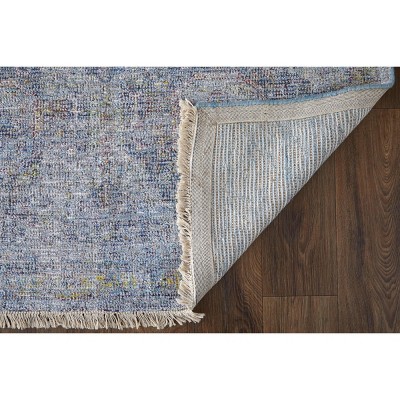 Handmade Tufted Wool-Viscose Blend Blue Rectangular Area Rug