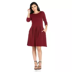 Perfect Fit and Flare Pocket Dress-Burgundy-1X