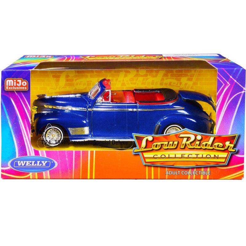 1941 Chevrolet Special Deluxe Convertible Candy Blue Met. w/Red Interior "Low Rider Collection" 1/24 Diecast Model Car by Welly, 2 of 4