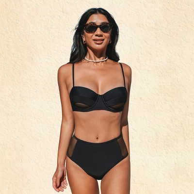 Women's Chic Mesh Panel Bikini Set for Beach Glamour - Cupshe