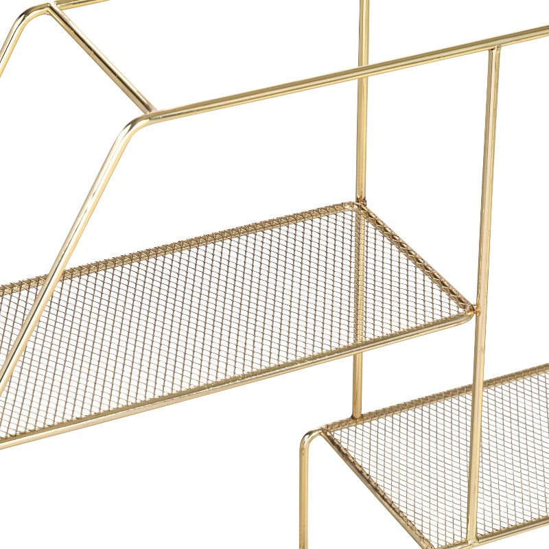 Honey-Can-Do 4 Tier Hexagonal Decorative Metal Wall Shelf Gold, 4 of 9