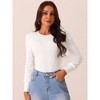 Seta T Women's Crewneck Long Sleeve Bodysuit Blouse Casual Tops - 2 of 4