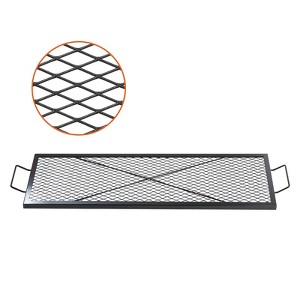 VEVOR X-Marks Fire Pit Grill Grate, Rectangle Cooking Grate, Heavy Duty Steel Campfire BBQ Grill Grid with Handle & Support X Wire, 44 Inch Black - 1 of 4