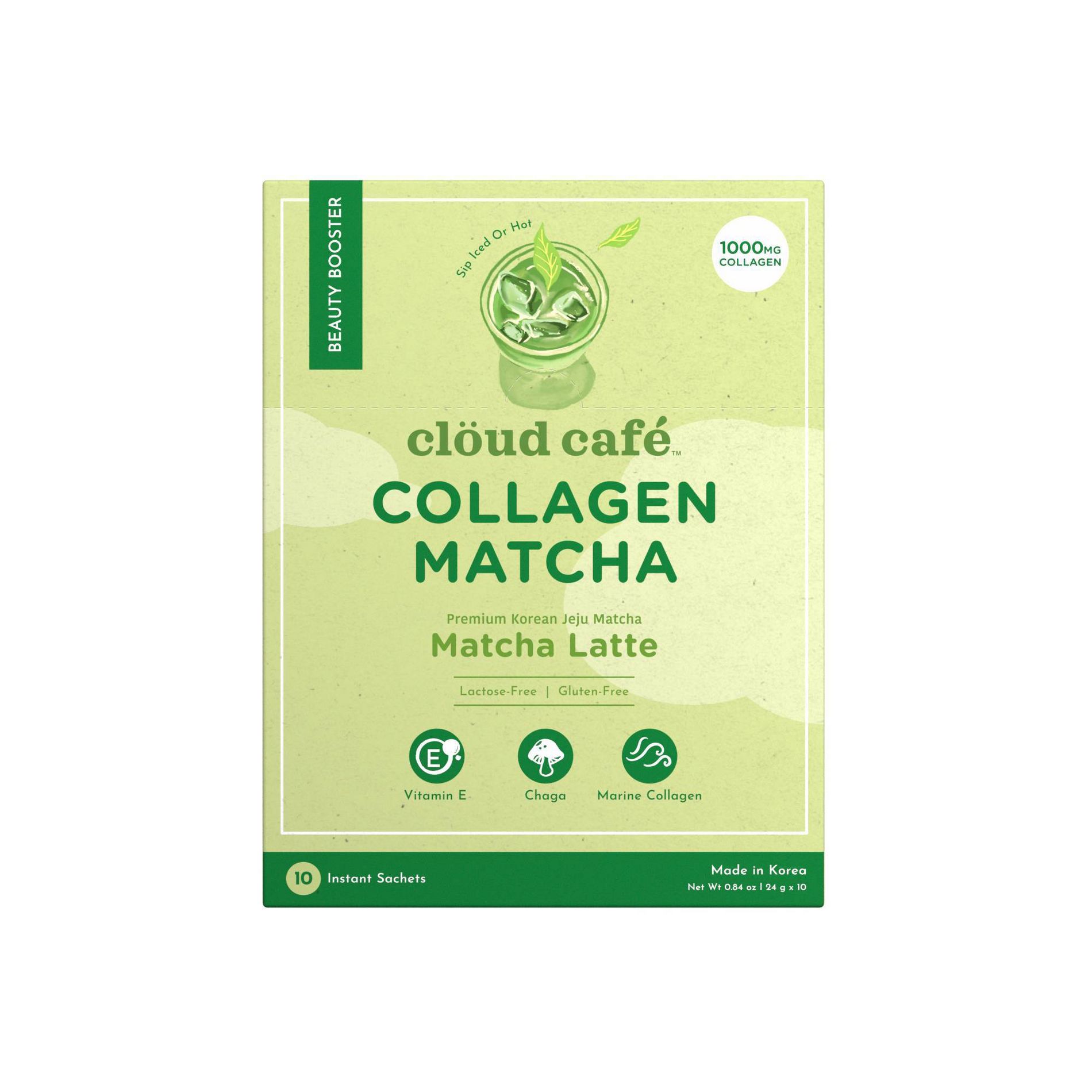 Cloud Cafe Matcha Latte with Marine Collagen Instant Green Tea - 8oz