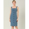 INSPIRE CHIC Women's Classic Button Decor Slim Fit Sleeveless Tie Waist Pinafore Overall Dress - 2 of 4