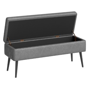 Ottoman Bench with Storage, Rectangular End of Bed Storage Benches, Faux Leather Mid-Century Modern Storage, Entryway Bench for Bedroom,Living Room - 1 of 4