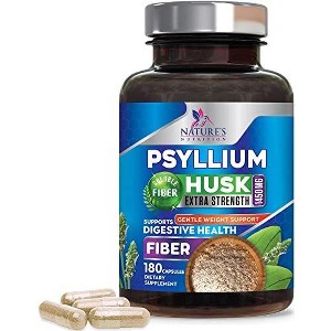 Psyllium Husk Capsules, Max Potency Dietary Fiber 1500mg, 100% Soluble Pills - 60 Capsules;120 Capsules;180 Capsules - 1 of 4