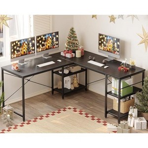 Bestier 59inch L Shaped Desk with Shelves Home Office Gaming Computer Desk - 1 of 4