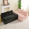 KWPZQEB 120.08" Luxury Turtle Sofa, Color-Block Velvet Sofa with 6 Pillows, Mid Century Modular Floor Sofa for Living Room, Apartment - 4 of 4