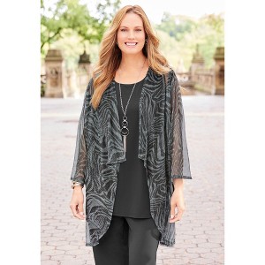 Catherines Women's Plus Size 2-Piece Cardigan & Tank Twinkle Set - 1 of 2