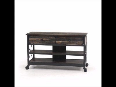 Industrial Carbon Oak TV Stand with Metal Frame for Up to 55" TVs