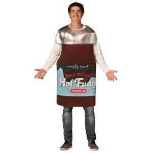 Imposta Costumes Adult Hot Fudge Sauce Jar Costume Bodysuit Brown One Size - 1 of 1