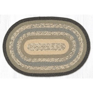 Earth Rugs Oval Braided Rug in Charcoal, Gray, and Ivory – Neutral Jute Accent Mat - 1 of 3