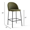 Nano 25.5" Counter Height Stool Set Of 2,Counter Height Barstools with Back,Upholstered Counter Stool Chairs with Black Metal Frame-Maison Boucle - 4 of 4