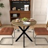 KTMBDW Round Dining Table for 2-4, Farmhouse Wood Kitchen Table with Metal Black Legs, Circle Dinner Table for Kitchen & Dining Room, Brown - 3 of 4