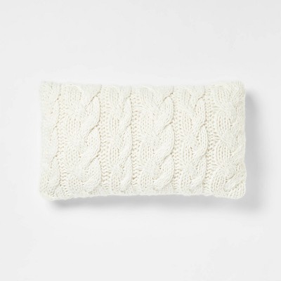 Oversized Chunky Cable Knit Lumbar Throw Pillow Ivory - Threshold™