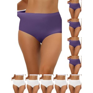 INSPIRE CHIC Women's Elastic High-Waisted Unlined Breathable No-Show Hipster Underwear 10 Packs - 1 of 4