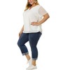 Agnes Orinda Women's Plus Size Pin Dots Notched V-Neck Dressy Trendy Fashion Casual Summer Blouses - 2 of 4