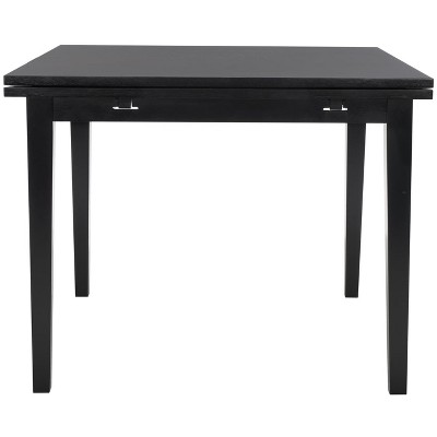 Black Wood Extendable Dining Table with Tapered Legs