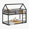 NicBex Twin Over Twin Rubber Wood Bunk Bed with Ladder,House-Shaped Loft Bed with Safety Guardrails for Bedroom,Black/Brown/Pink - 4 of 4