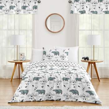 Sweet Jojo Designs Kids' Twin Comforter Bedding Set Bear Mountain Blue and White 4pc