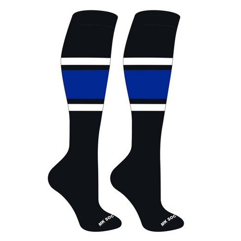 MK Socks Striped OTC Baseball, Softball, Football Socks (B) Black, White, Royal - image 1 of 3