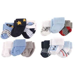Luvable Friends Infant Boy Cotton Terry Socks, 12-Piece, Space Blue Gray, 0-3 Months - 1 of 1