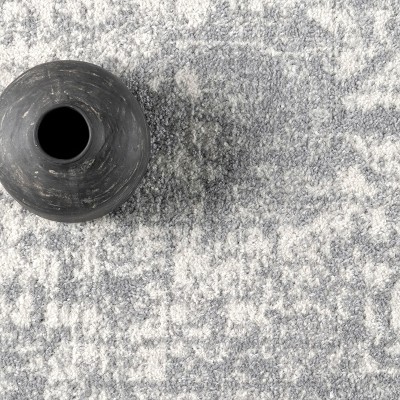 Gray Rectangular Vintage Medallion Synthetic Area Rug